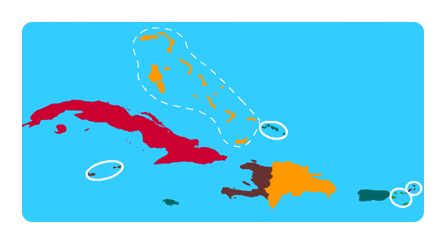 Paises del Caribe mapa interactivo