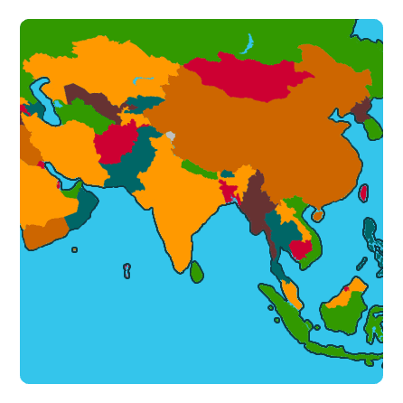 Asia: Mapa para jugar - Juegos geográficos