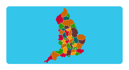 Play Counties of England interactive map game